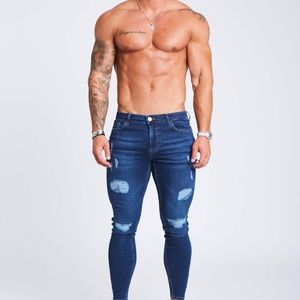 Legend London dark blue ripped skinny jeans